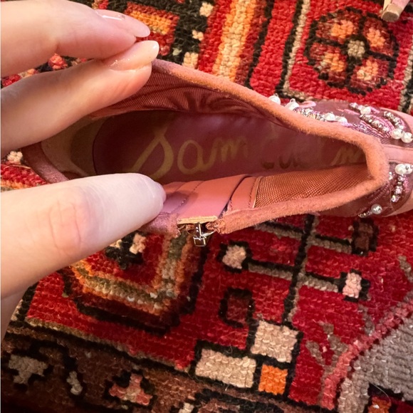 Sam Edelman Beaded Kami Pink Kitten Heel Boots - Picture 5 of 7